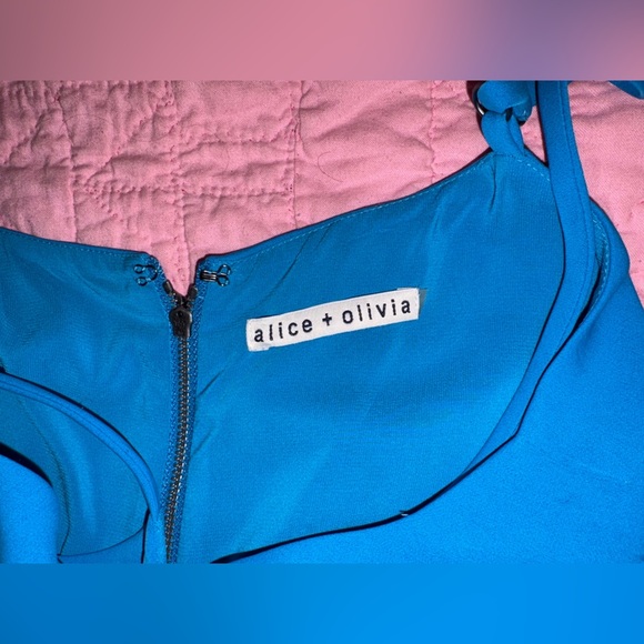 Alice + Olivia Beth Asymmetrical Blue Dress in Jewel Blue - Picture 5 of 9